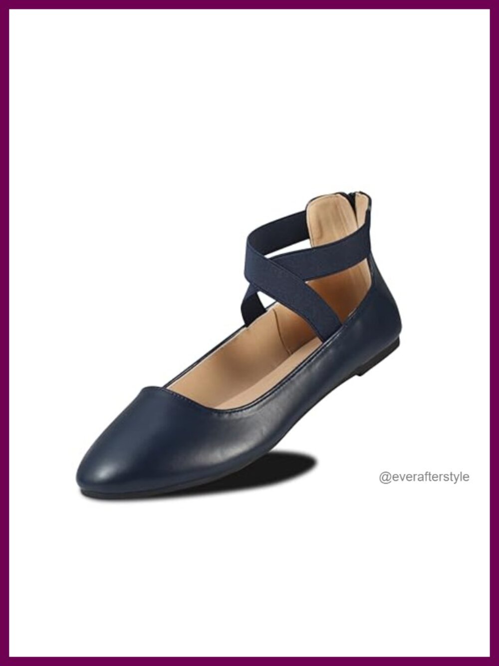 Women's PU Faux Leather Criss Cross Ankle Strap Ballet Flats